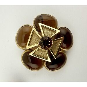 VTG Benedikt  Cobachon Gold Plated Glass‎ Maltese Cross Chunky PIN NY